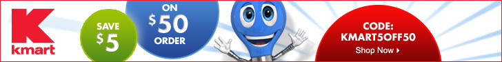 Save $5 off $50 at Kmart with code KMART5OFF50