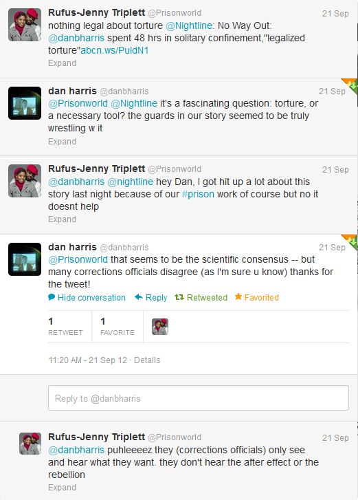 Dan Harris chats with @Prisonworld regarding his stay in solitary confinement.