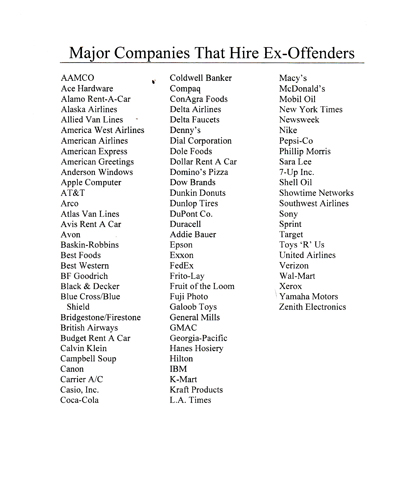 Companies that hire Felons on Prisonworld Blogtalk