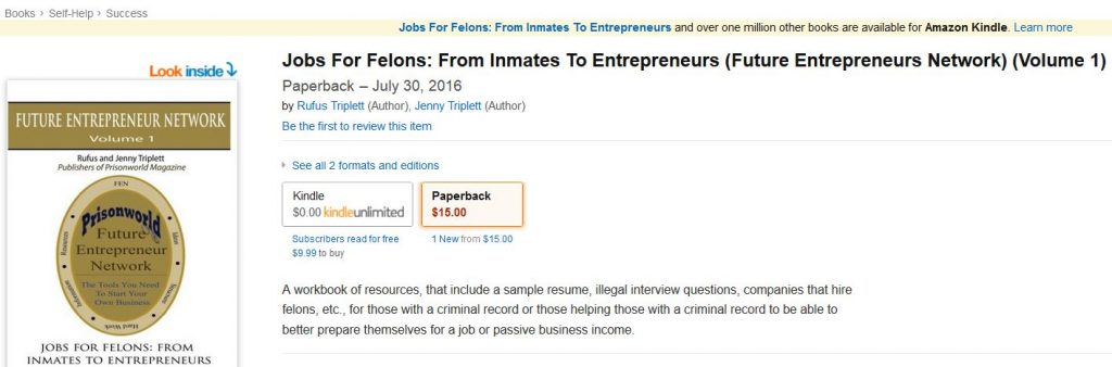 Prisonworld on Amazon, Jenny Triplett, Rufus Triplett, Prisonworld, Prisonworld Jobs for Felons